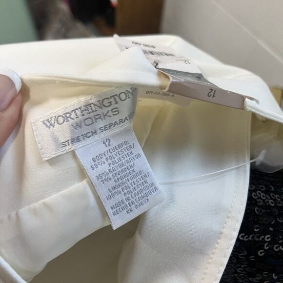 Worthington Works Skirt size 12 Ivory Cream Straight Knee Stretch Career Suit - Picture 7 of 7